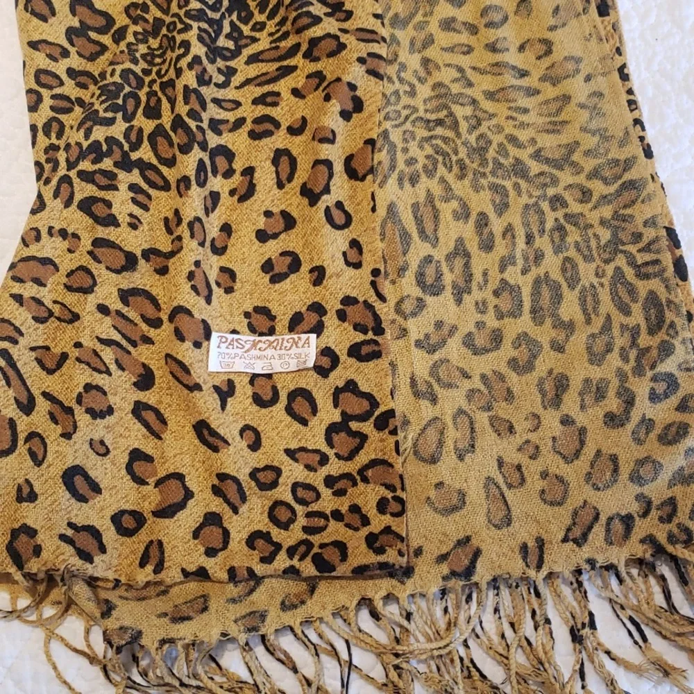 Pashmina & Silk Leopard Print Scarf - Picture 6 of 8